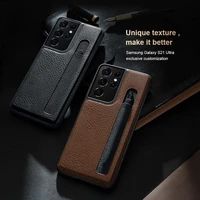 leather case for samsung galaxy s21 ultra luxury with s pen slot s pen not included phone cover for samsung s 21 ultra coque