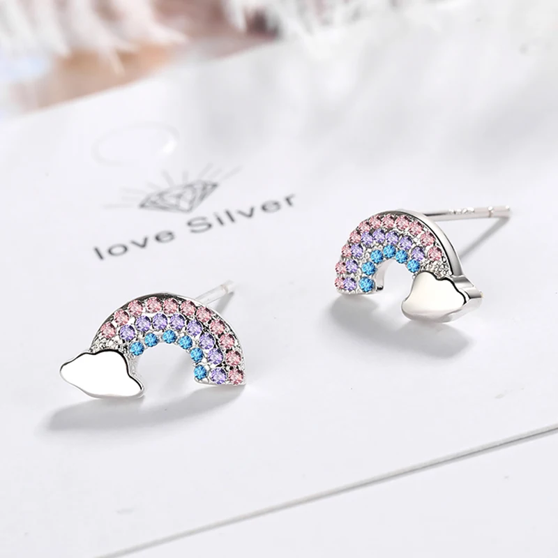 Милые радужные красочные циркониевые крошечные облака изысканные серьги