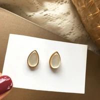 925%c2%a0silver%c2%a0needle teardrop earrings delicate jewelry metal alloy cream opal stud earrings for women jewelry girl gifts