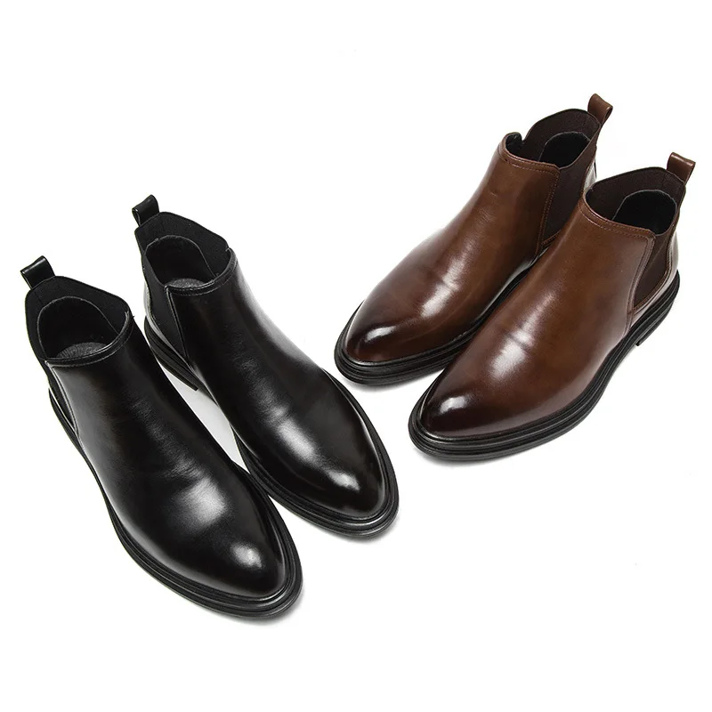 

Plus Size 38-48 Men Fashion Casual Leather Chelsea Boots Shoes Man Streetwear Vintage Punk Gothic Boots Shoes