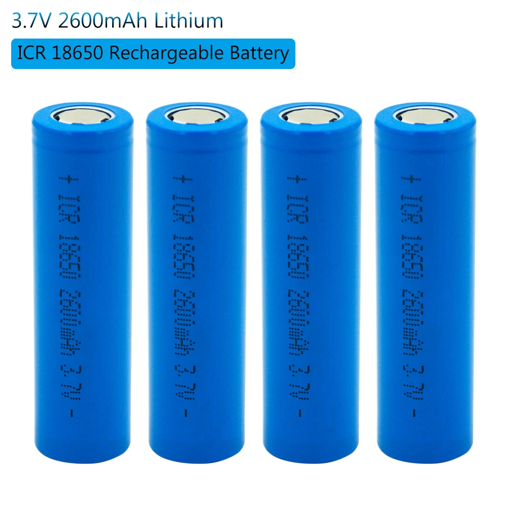 

18650 Rechargeable Lithium Ion Battery Batteries 2600 Mah 3.7V Li-ion Real Capacity 2600mah