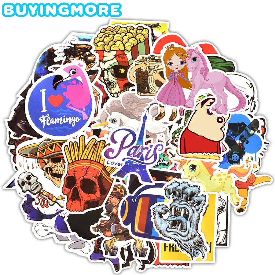 50 шт. смешанные забавные наклейки JDM рок аниме граффити водонепроницаемый стикер