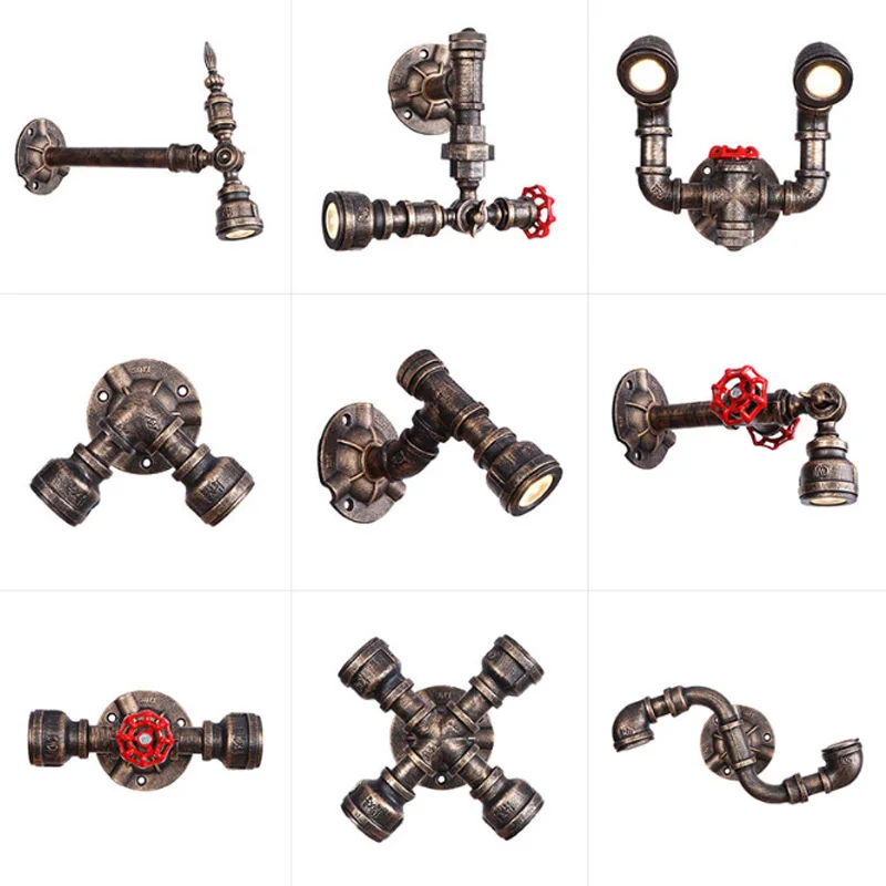 

American creative retro industrial pipe iron LED spotlight decoration bedroom living room hotel restaurant