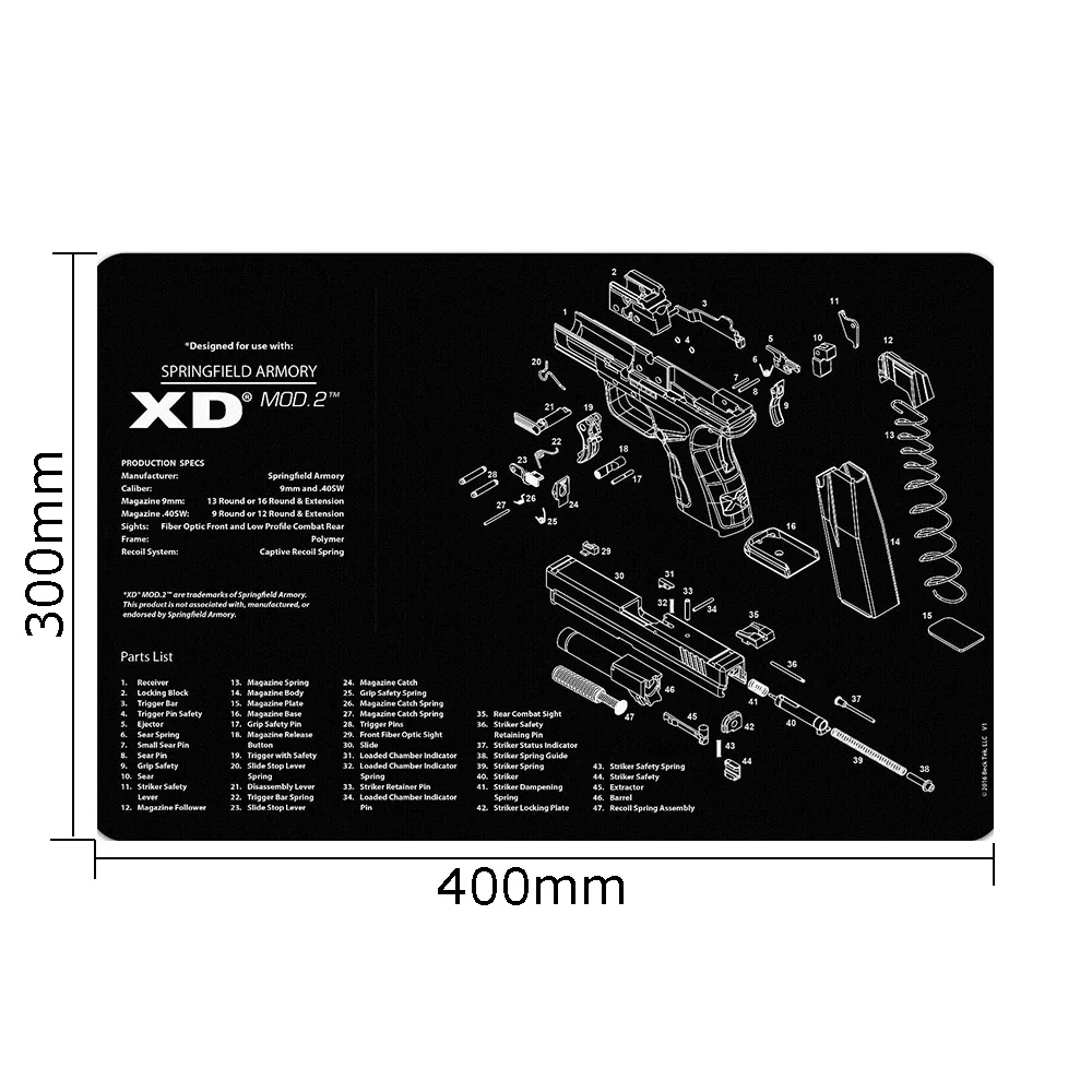 SPRINGFIELD XD MOD2 CZ 75 Gen4 Glock пистолет очистки резиновый коврик с частей схема и инструкции оружейные скамейки коврик для мыши Walther PPQ HK P2000 - Цвет: SPRINGFIELD XD MOD2
