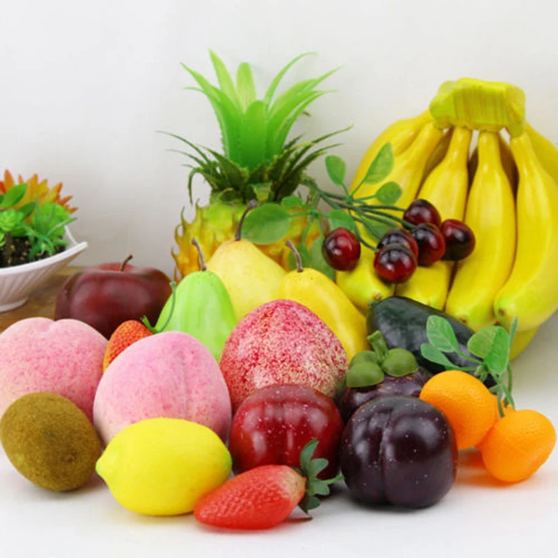 Mesa de cocina con frutas artificiales de plástico, decoración artesanal para el hogar, accesorios de fotografía de comida, naranja, plátano
