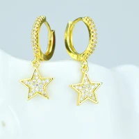zircon five pointed star earrings star earrings korean femininity micro ins inlaid zircon celestial earrings