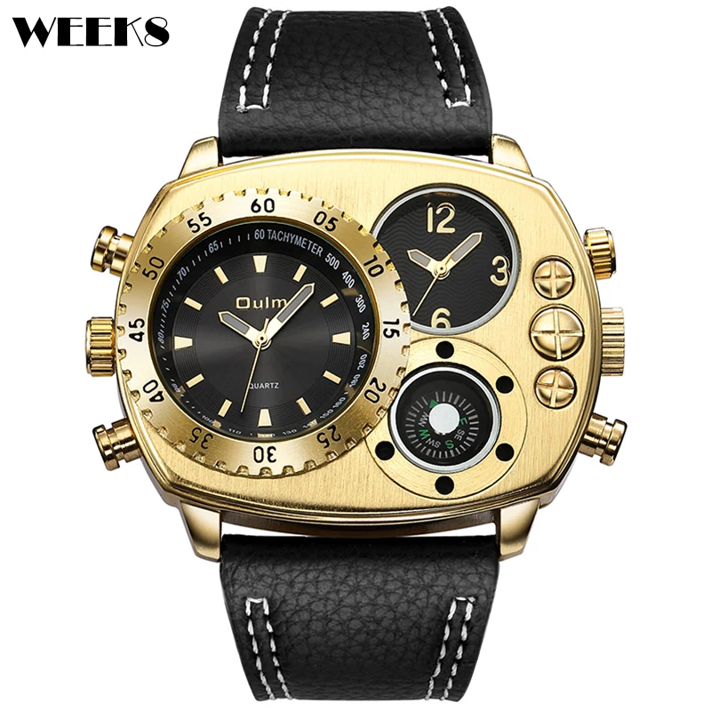 

Роскошные спортивные часы для мужчин, лучшие Брендовые повседневные наручные часы из искусственной кожи с золотым корпусом, мужские декора...