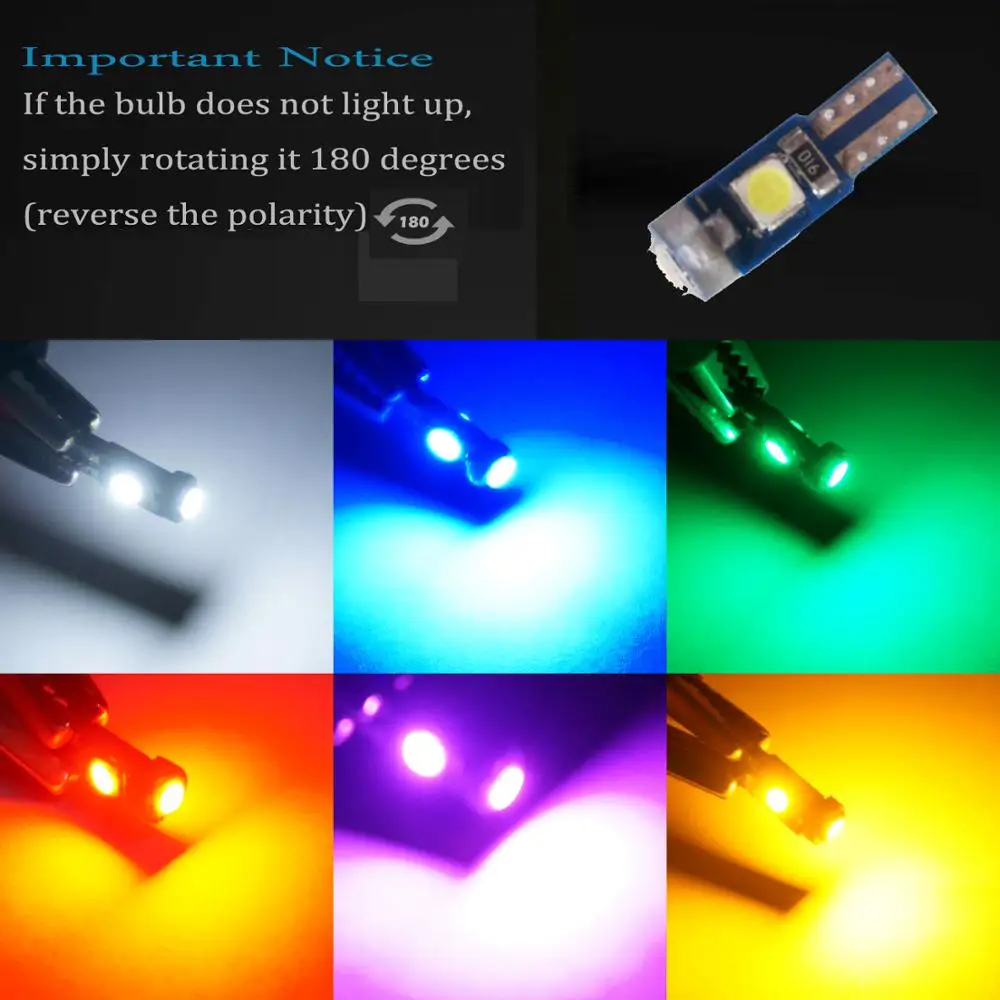 

100pcs 12V T5 58 74 286 W1.2W Super Bright 3030 LED wedge LED Light Car Dashboard Instrument Cluster Bulb R129 W140 W163 R107
