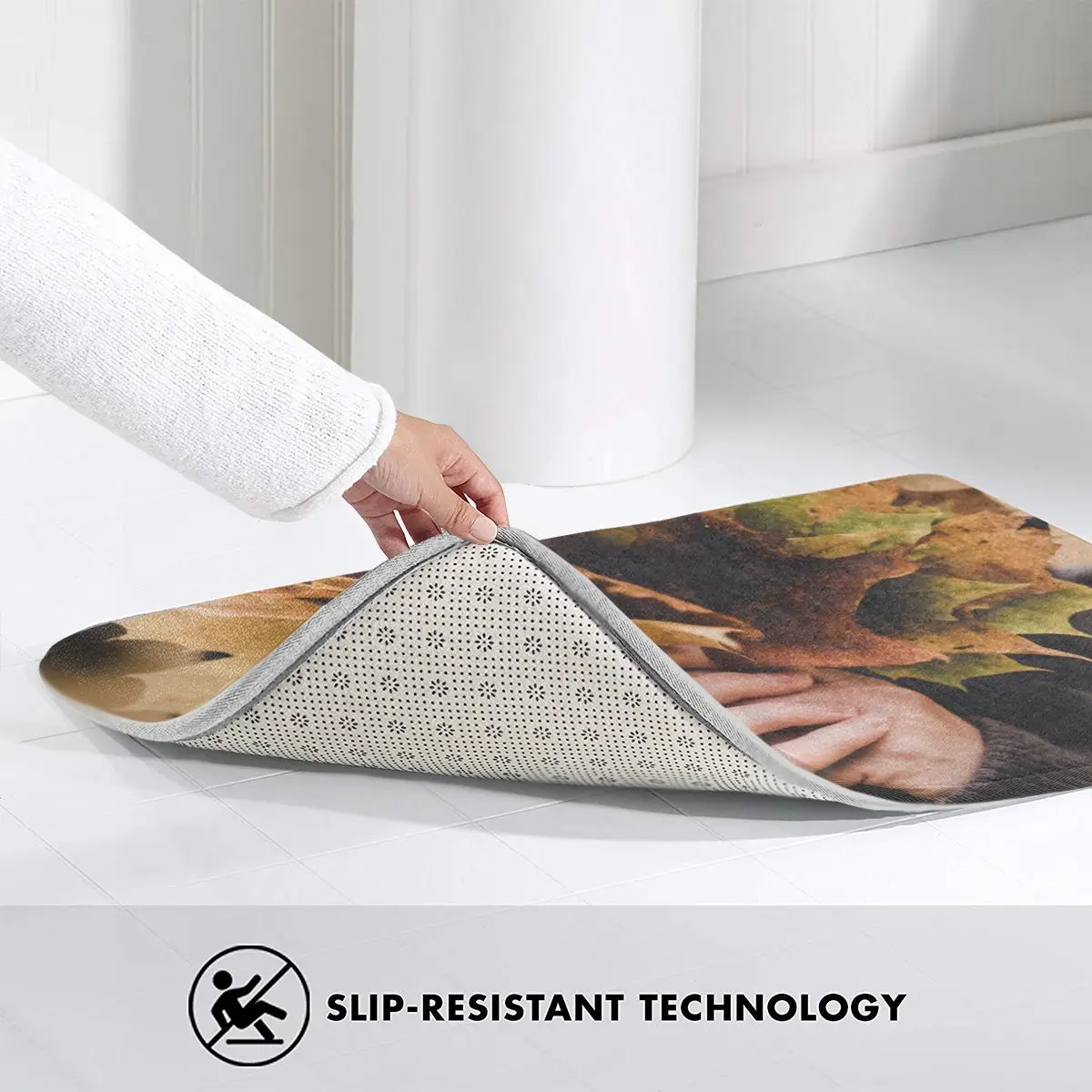 

Flannel Doormat Dead Leaves Welcome Doormat Carpet Anti-Slip Nordic Style Colorful Bottom Door Floor Room Dustproof Mats