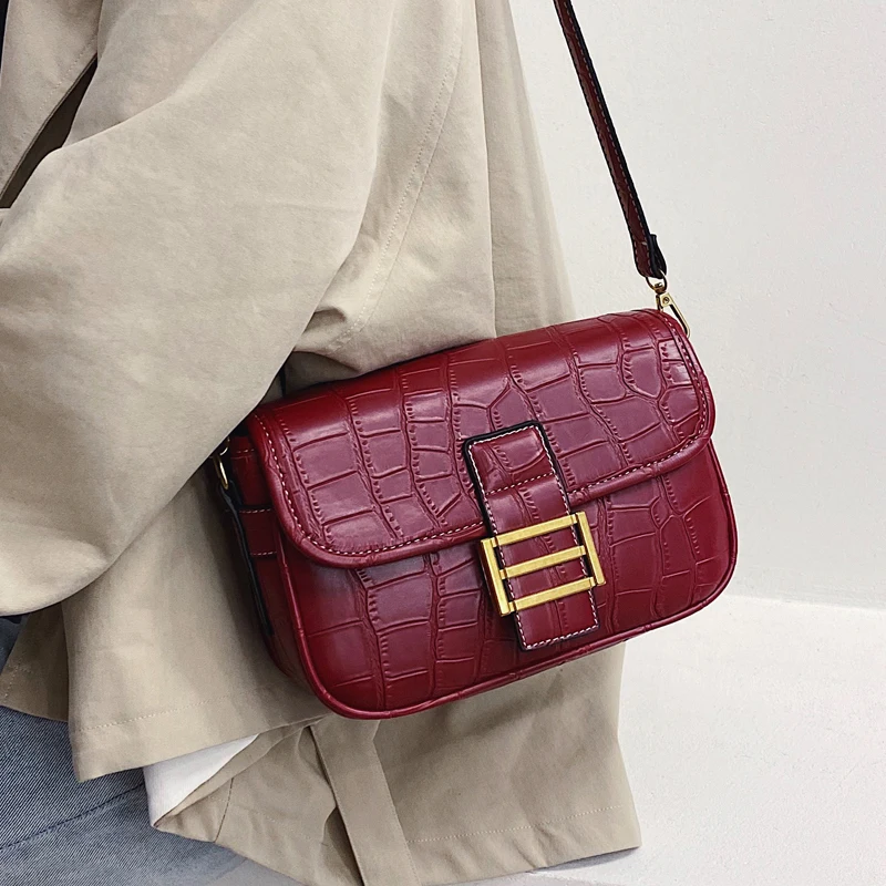 Квадратная сумка через плечо с узором под камень модная новинка 2020