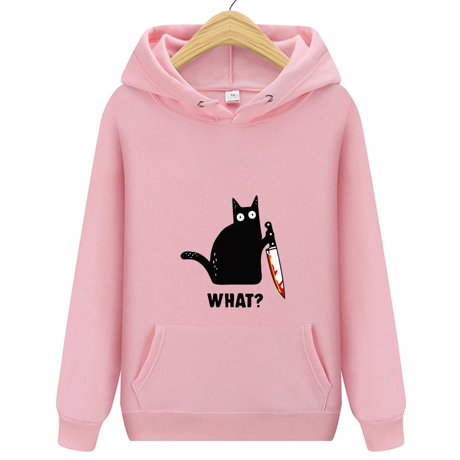 

Women/Men Hooded Hoodies Sweatshirt Black Cats Cartoons Printing Spring Autumn Long Sleeve Boys Girls Outdoor Hoodie