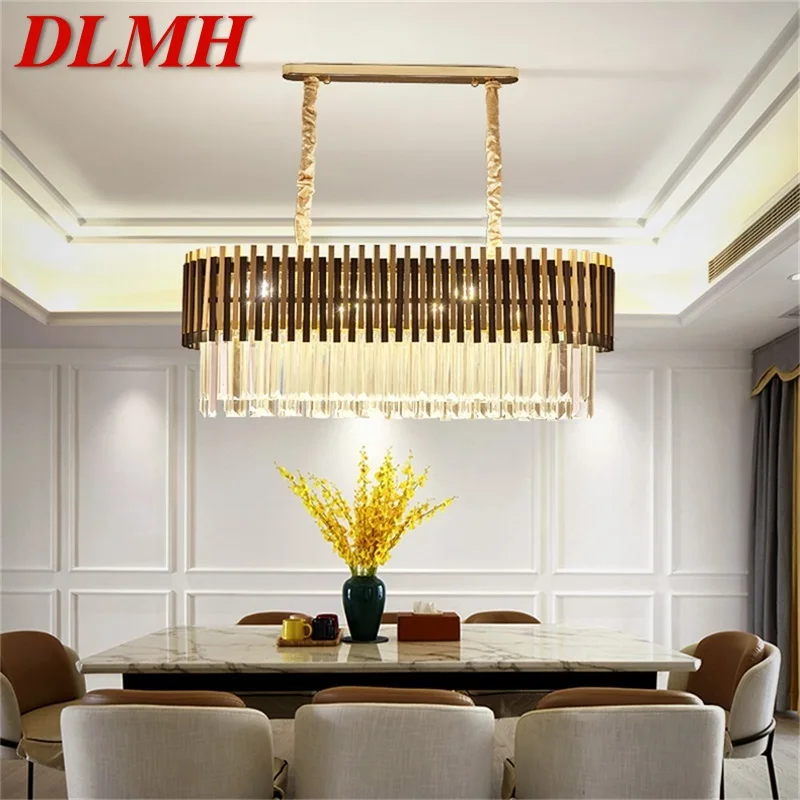

DLMH Postmodern Black Oval Chandelier Fixtures Crystal Pendant Lamp Luxury Light Home LED for Living Dining Room