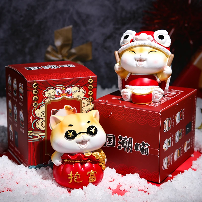 

Lucky Cat Genuine National Tide Cat Cute Trend Kid Doll Christmas Gift Computer Desktop Decoration Kawaii Toy Blind Random Box