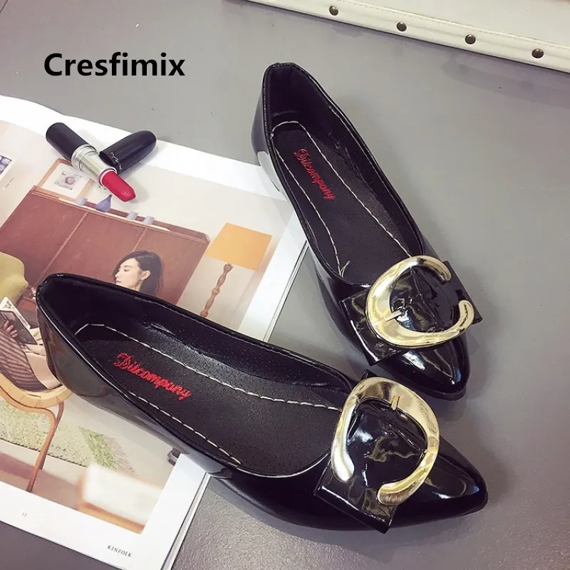 Туфли Cresfimix женские лакированная кожа без застежки повседневная обувь на плоской