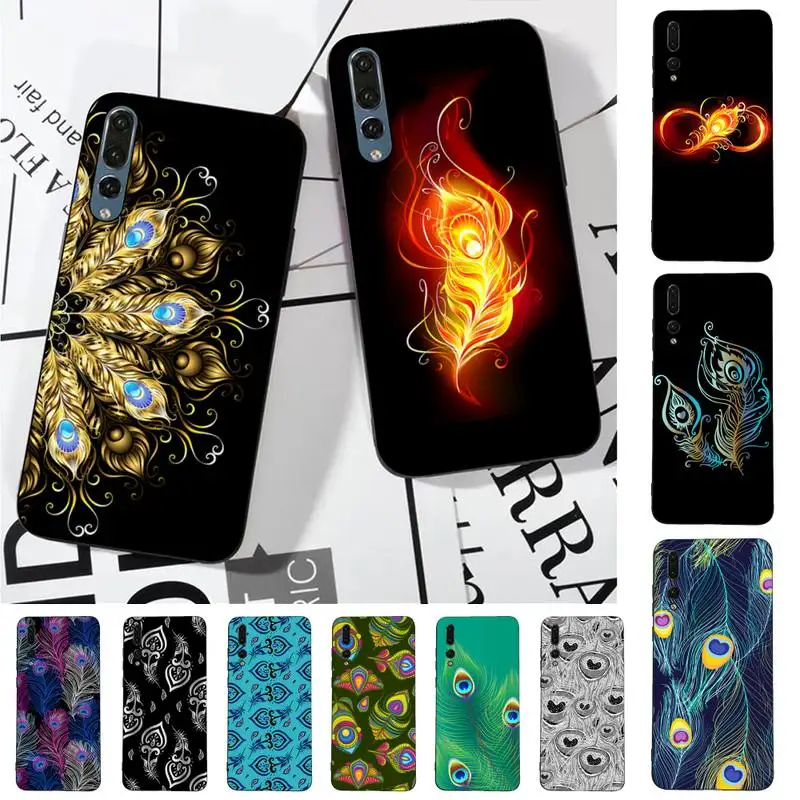 

Peacock Feather Phone Case for Huawei P30 40 20 10 8 9 lite pro plus Psmart2019