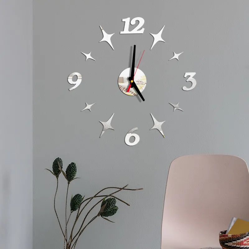DIY Modern 3D Creative Clock Acrylic Mirror Stickers Large Wall Living Room Quartz Needle Horloge Home Decor Wallclock | Дом и сад