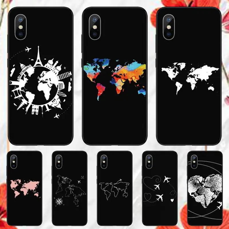 

world map simple design Phone Case for iPhone 11 12 13 pro XS MAX 8 7 6 6S Plus X 5S SE 2020 XR mini