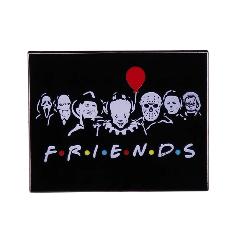 Scary Killer Friends Brooch Hollywood Classic Horror Movie Characters Collage Art pin Horrors Halloween Kill jewelry accessories | Украшения