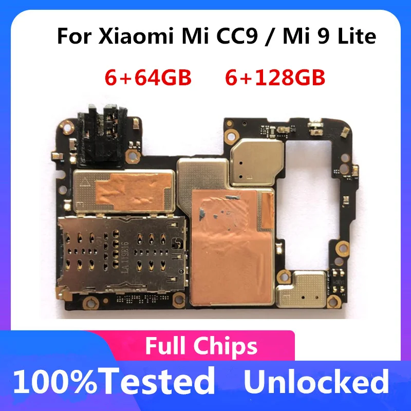 Оригинальная разблокированная материнская плата 6 + 64 Гб 128 ГБ для Xiaomi Mi CC9 / 9 Lite с