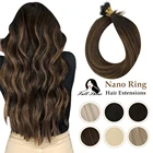 Полностью Сияющие нано кольца для наращивания волос Ombre Nano Bead наращивание волос человеческие волосы Омбре балаяж Наращивание волос 50 прядей 50 грамм