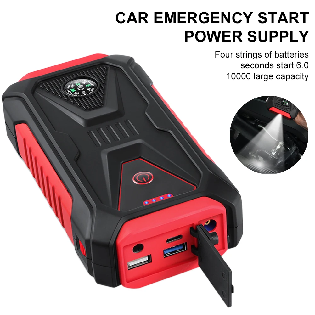 

Jump Starter Power Bank 1000A Peak 12V Automotive Battery Booster with USB Fast Charging Flashlight for 6L Gasoline 4.0L Diesel