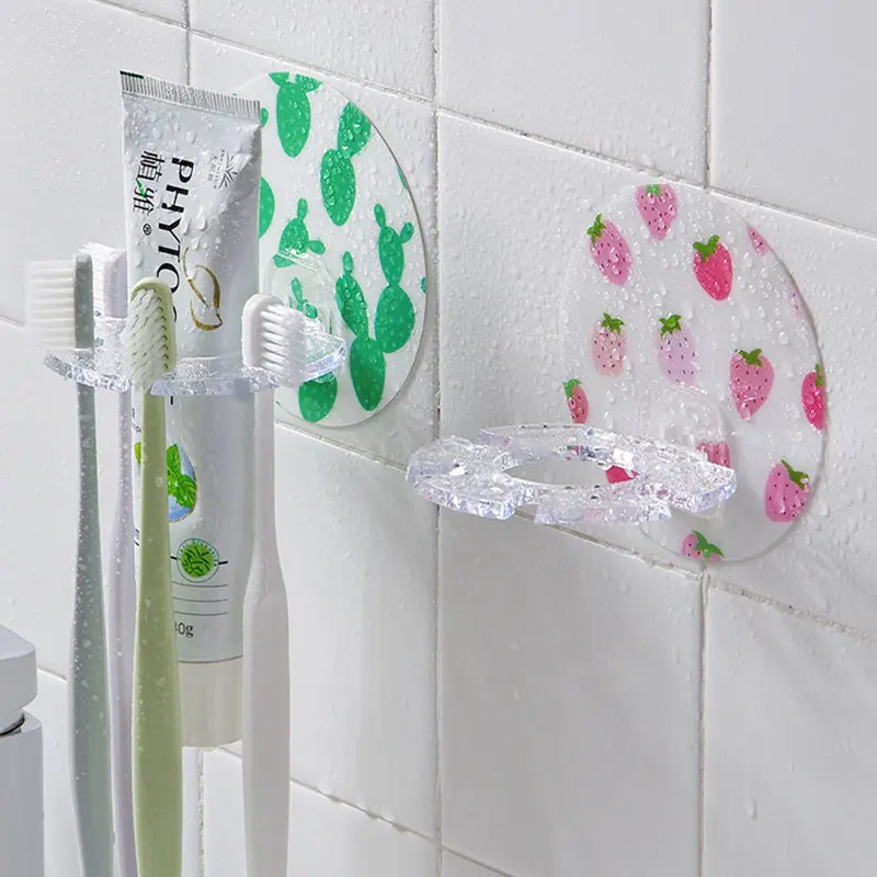 

Convenient bathroom perforation-free toothbrush holder wall-mounted dental rack powerful seamless adhesive rack storage rack