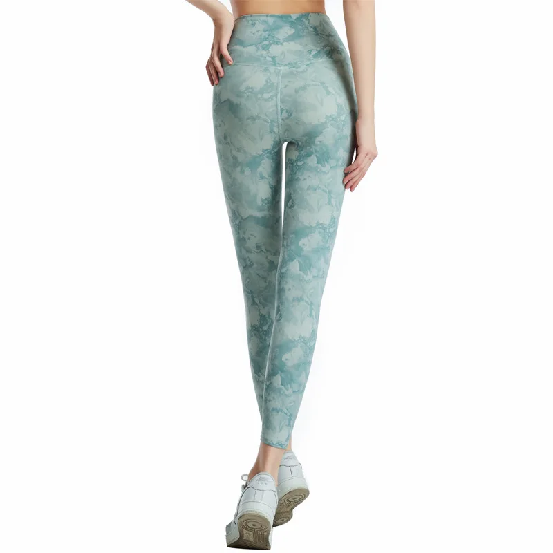 

Women's Tie-dye Printing Yoga Pants High-Waist Hip Lifting Elastic Tight Fitting Sports Fitness Trousers No Embarrassment Line