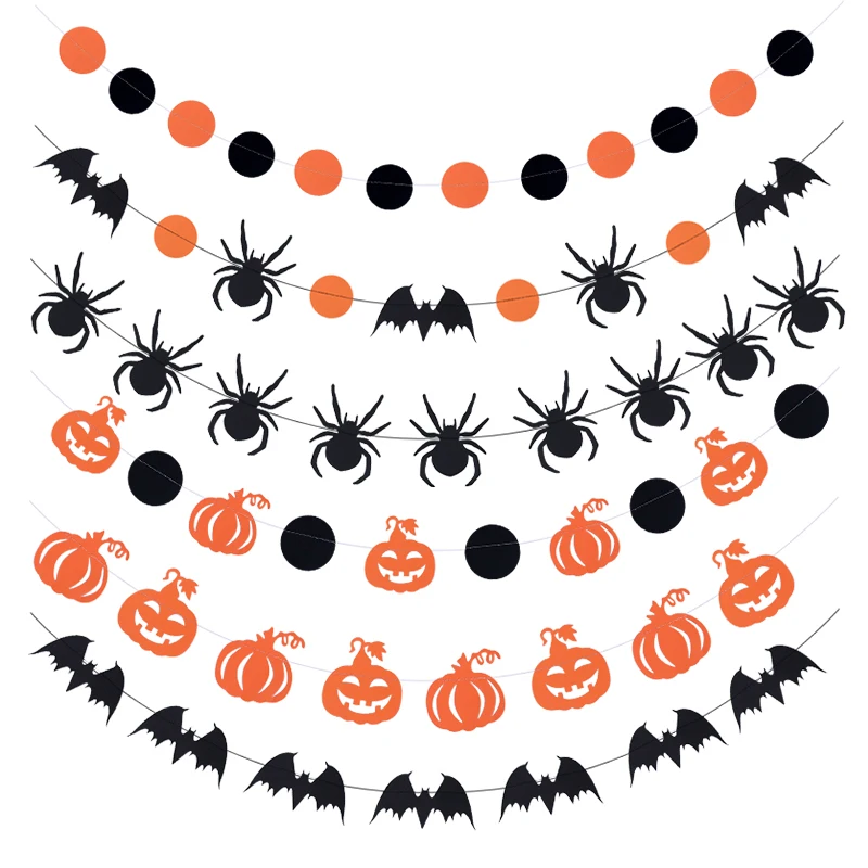 Баннер на Хэллоуин в виде паука летучей мыши тыквы Бумажная гирлянда страшный
