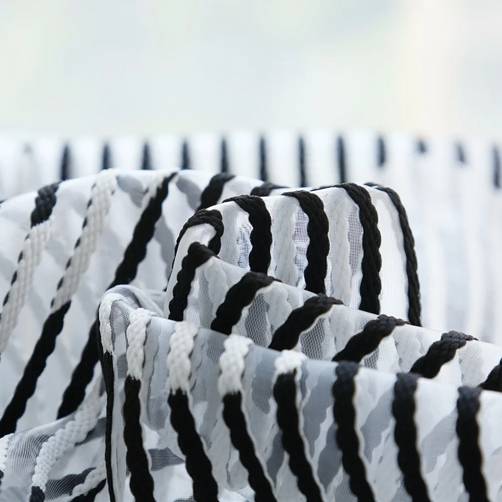 

Latest Modern Creative Black White Stripe Window Curtain for Living Room Classical Tulle Sheer Bedding Room Decoration