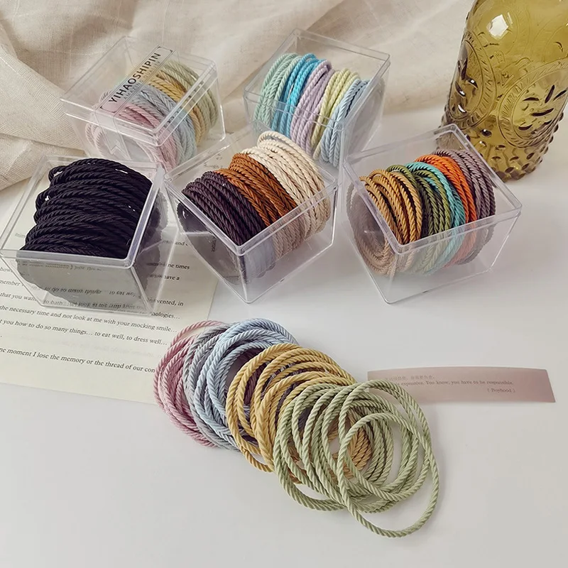 

1 коробка, черные красочные резинки для волос, резинки для конского хвоста, розовые повязки на голову, эластичные резинки для волос для женщи...