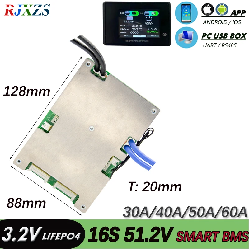 BMS 16S 30A/40A/50A Balance New LiFePO4 PCM with Android bluetooth-compatible APP UART Software (PC) Monitor | Электронные