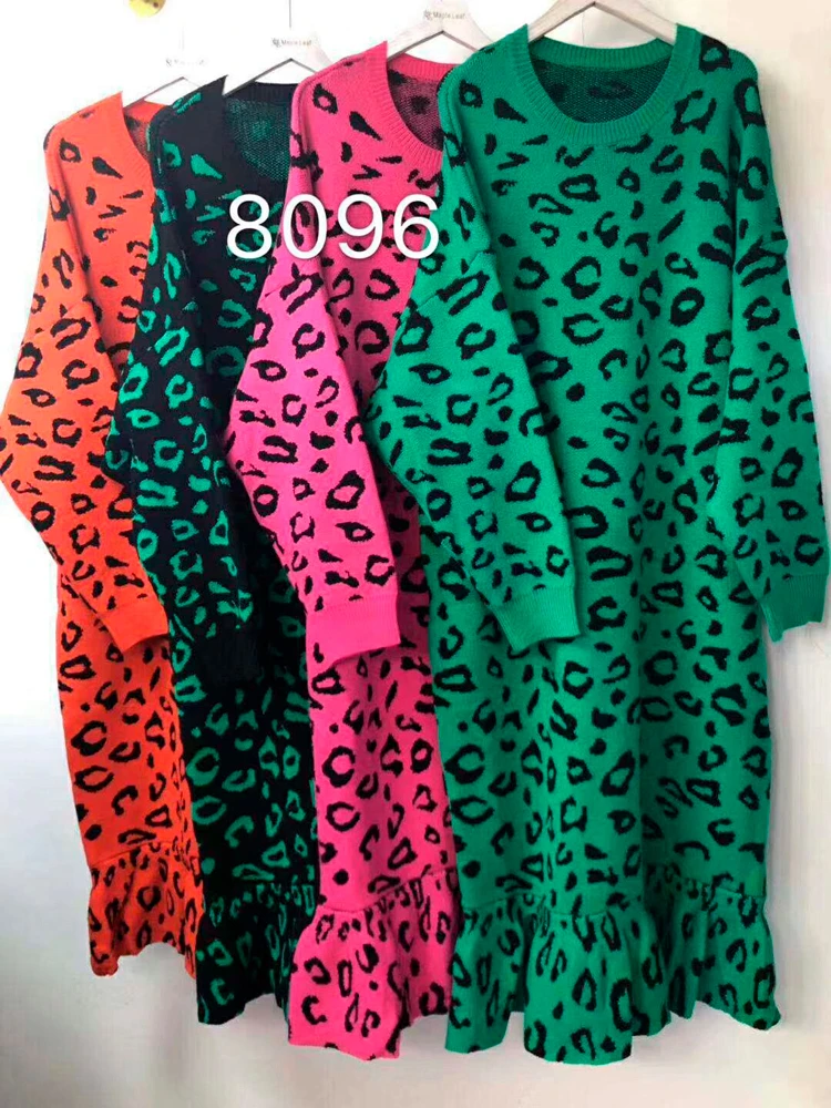 Цин MO Весна размера плюс для женщин с леопардовым принтом Платье 2021 женское