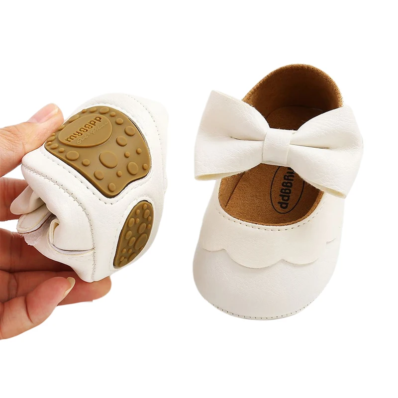 

0-18M Newborn Infant Baby Girls Princess Crib Shoes Bow Knot Solid Color First Walker Soft Sole Shoes