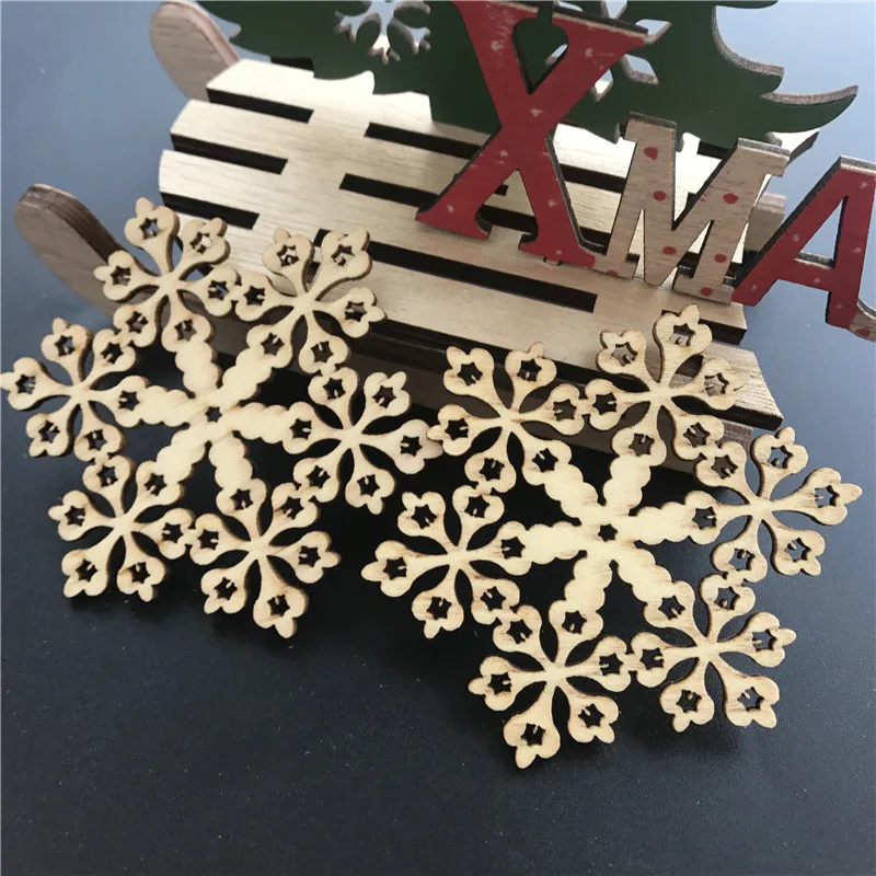 10 шт. рождественские деревянные украшения в виде снежинок елки подвесные