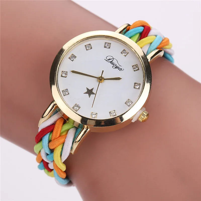Женские кварцевые часы montre femme модные милые с плетеным ремешком из искусственной