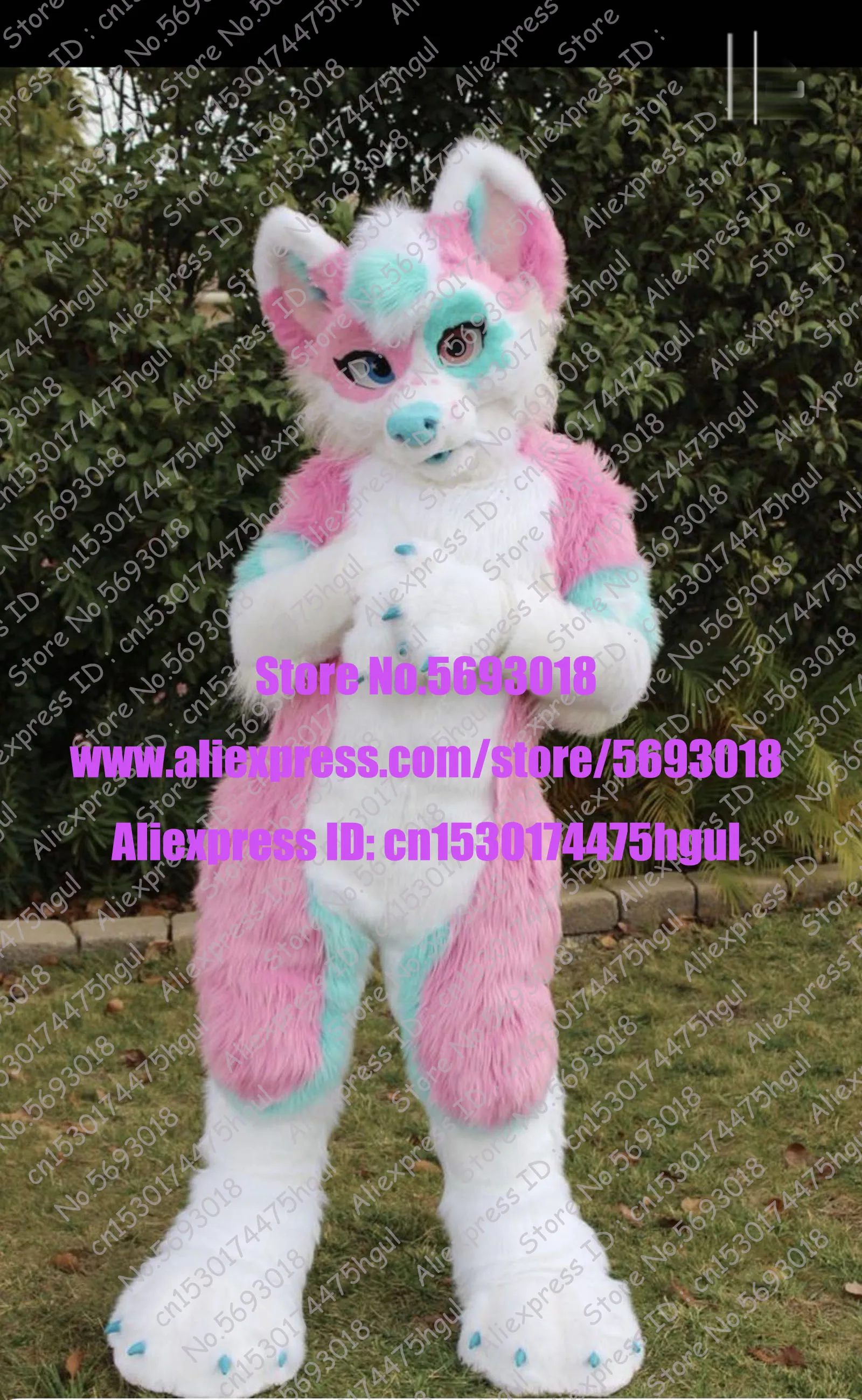 Костюм Хаски из меха лисы и Волка розовый длинный на Хэллоуин | Тематическая