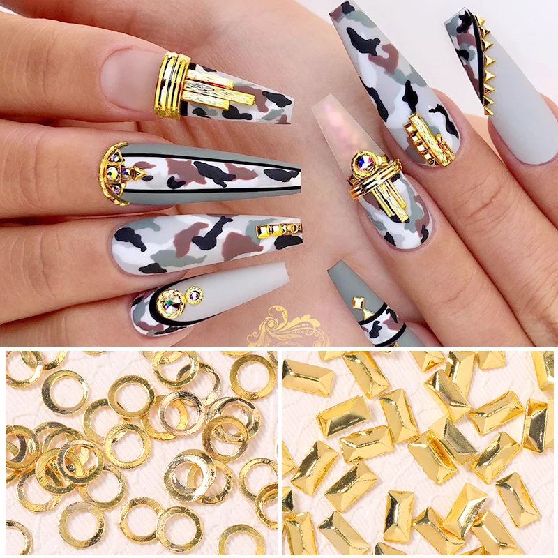 1 сумка золотистые/серебристые заклепки украшение для ногтей пустая звезда