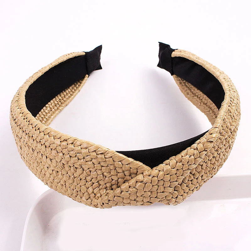

2020 Bohemian Hairband Handmade Straw Knotted Headband for Women Cross weaving Hair Hoop Hairbands Girls Hair accessories