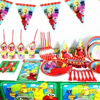 sesame street party supplies theme backdrops party tableware set paper plates cups napkins birthday decor party tablecloth