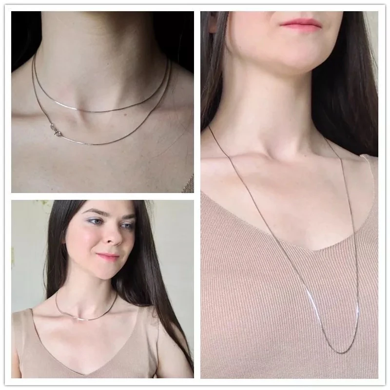 

YANHUI With Certificate Silver 925 Jewelry Snake Bone Chain Necklace Women Accessories Silver 925 Necklace Women Gift Jewelry