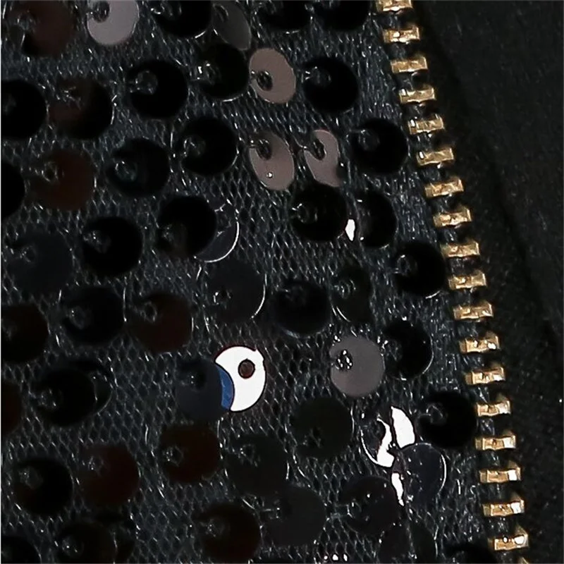 Женская куртка с блестками размера плюс S-5XL осенне-зимняя короткая приталенная