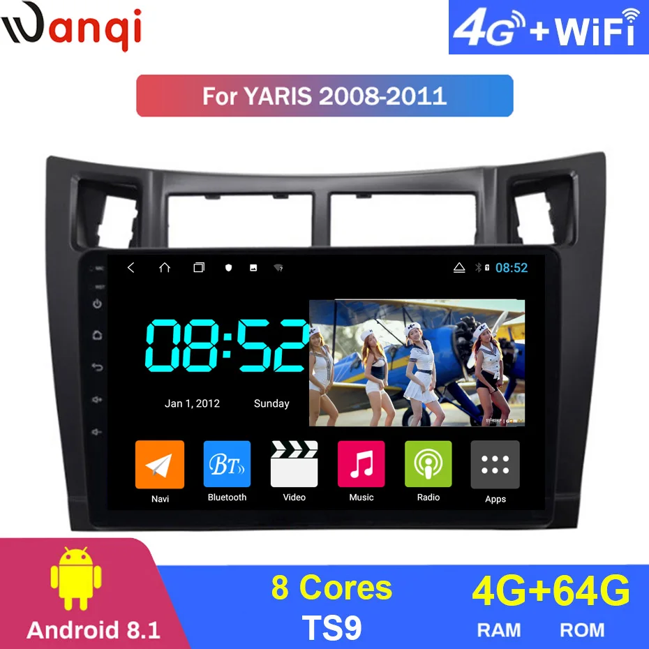 Android 8 1 автомобильный DVD 1din мультимедийная система Navi для Toyota yaris 2008-2011