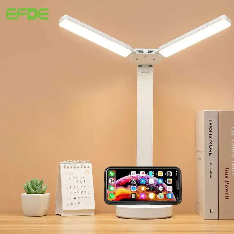 LED Table Lamp Foldable Desk Phone Holder Touch Dimmable Child Protect Study Reading Light USB Rechargeable Bedroom lamp | Лампы и