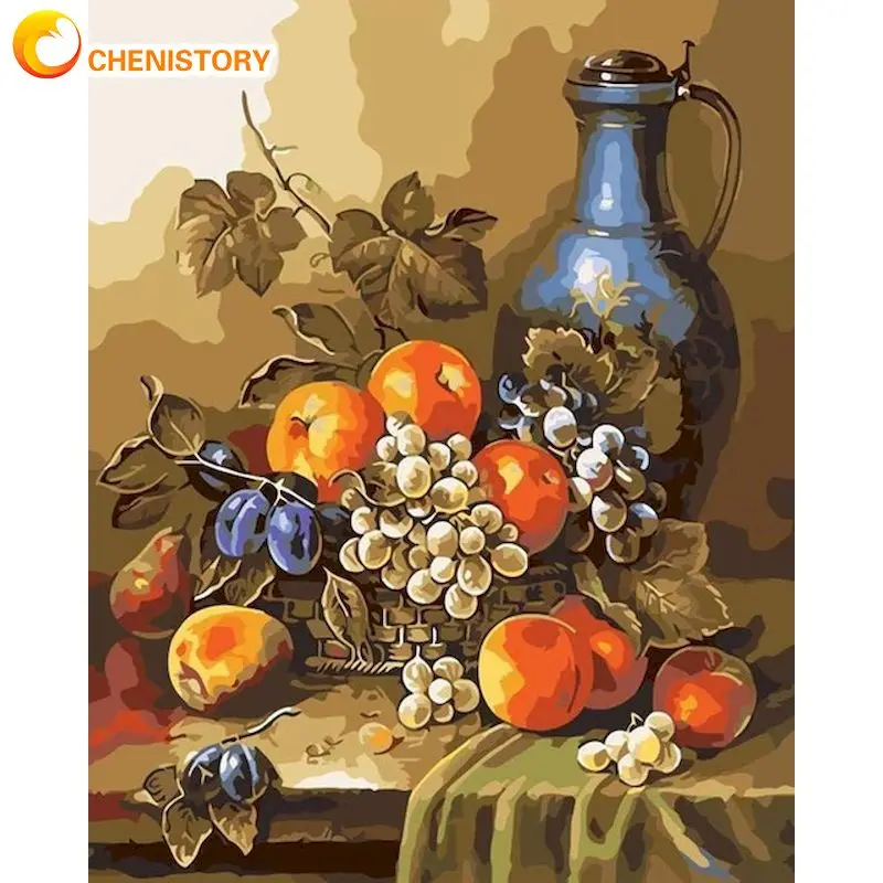 

CHENISTORY Fruit Scenery Picture By Numbers For Adults Children Hand Painted Diy Frame On Canvas Modern Home Decor Art 60x75cm
