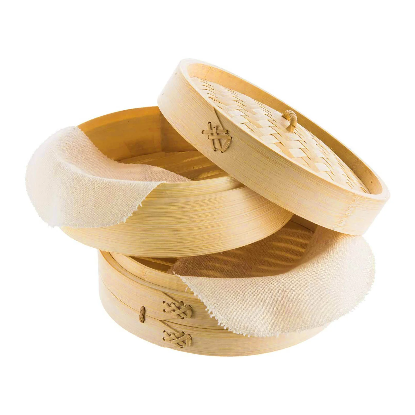 

Handmade Tradition Bamboo Steamer With 2PCS Cloth 2-layer 8-inch Kitchen Vegetable Snack Steamer Kitchen Tool Accessories
