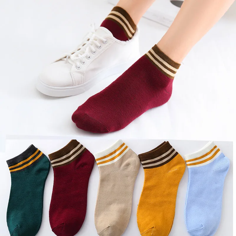 

Women Socks Women's Shallow Mouth Invisible Boat Socks Silicone Non-Slip Invisible Breathable Cotton Socks Meias 5 pairs