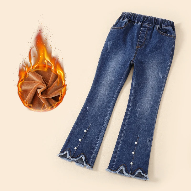 Boys Jeans Winter Pants For Boy Embroidery Warm Thermal Cotton-padded Trousers Kids Thicken Plus Velvet Denim Boys Pants - Цвет: as picture6