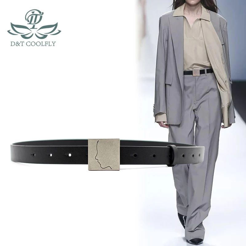 ZLY 2021 New Fashion Women Men Model Belt Cowskin Leather Material Formal Casual Style Face Decorate Metal Buckle Elegant Belt