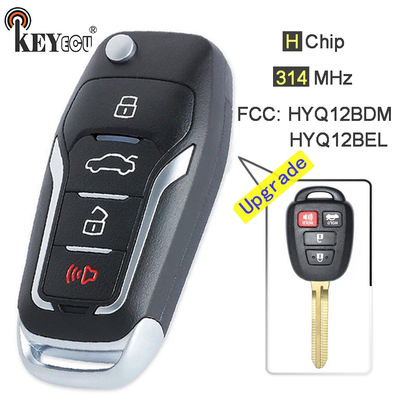 KEYECU 314 МГц H чип FCC:HYQ12BDM HYQ12BEL Модернизированный откидной складной 3 + 1 4 кнопки