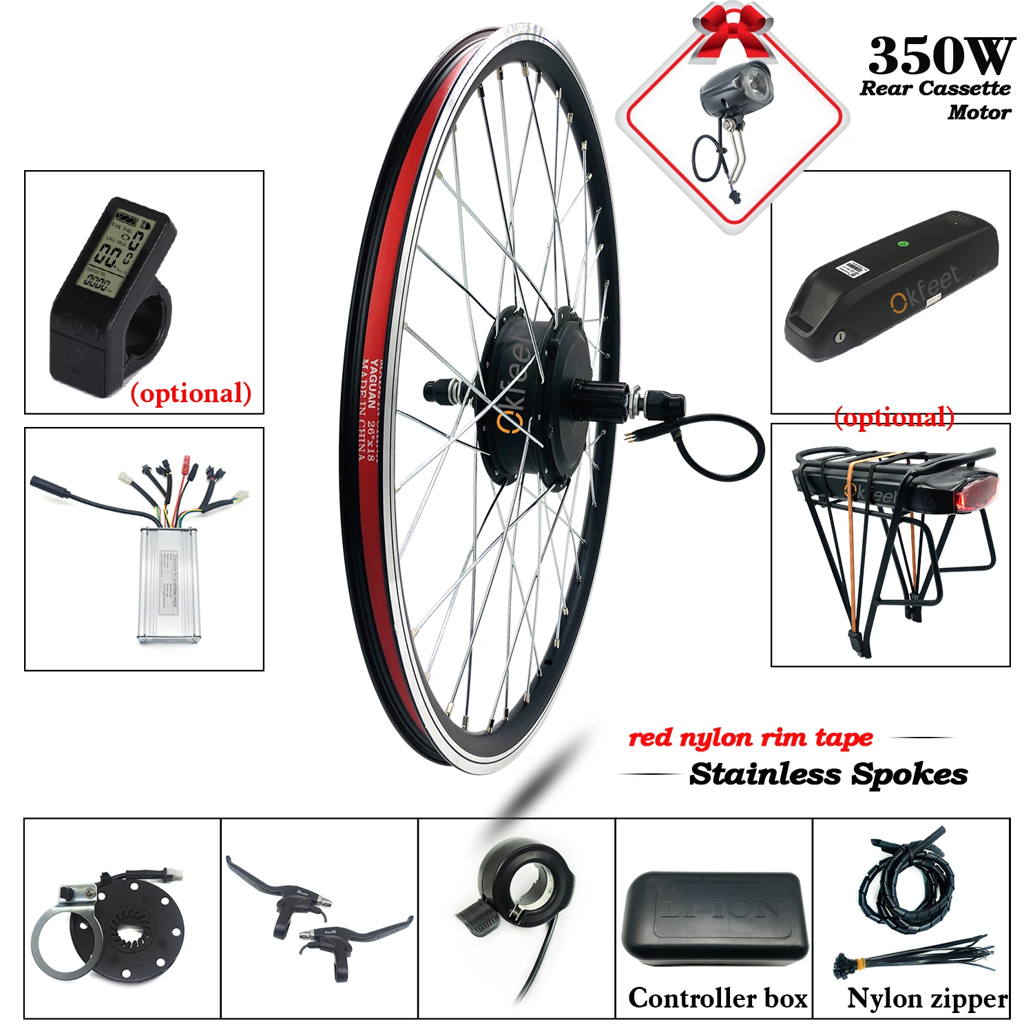 Набор для преобразования eBike 36V 350W Кассетный мотор редуктор с ЖК дисплеем